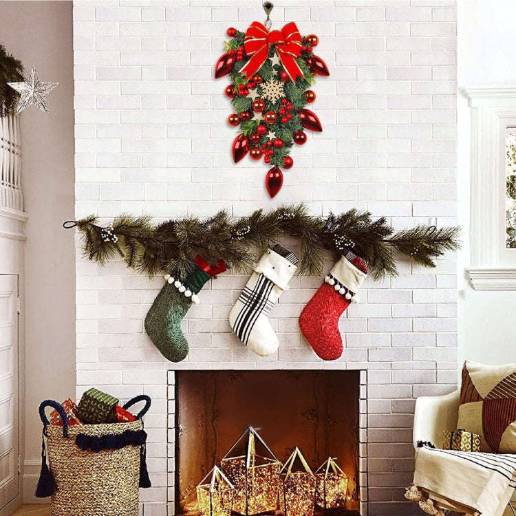 Christmas Wreath Rattan Door Pendant Decoration, Style: K1-4 Wine Red Snowflake 50cm