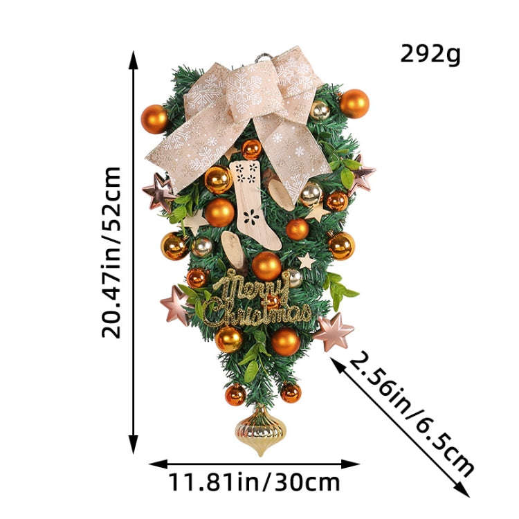 Christmas Wreath Rattan Door Pendant Decoration, Style: V3-29 Yellow Ball 52cm