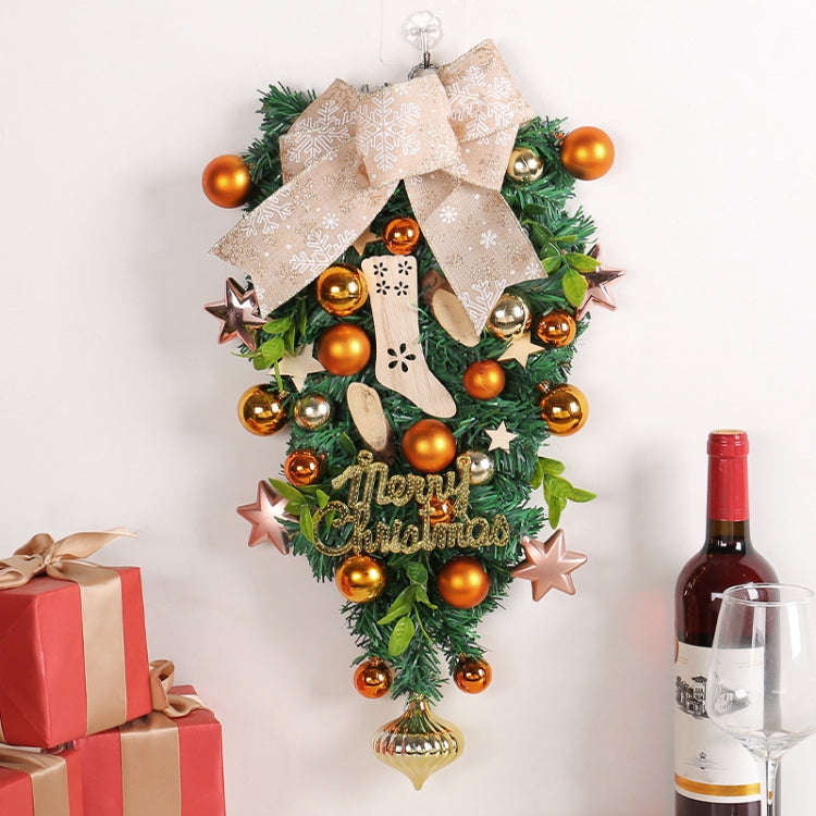 Christmas Wreath Rattan Door Pendant Decoration, Style: V3-29 Yellow Ball 52cm