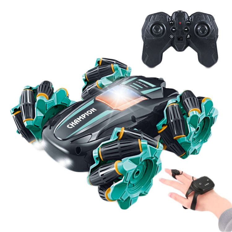 2.4G Stunt RC Car Drift Car Double-sided Racing Tumble Buggy Toy, Style: Dual RC Green