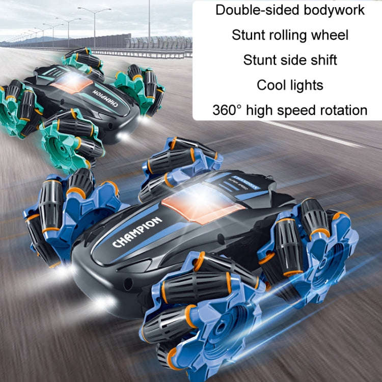 2.4G Stunt RC Car Drift Car Double-sided Racing Tumble Buggy Toy, Style: Dual RC Green