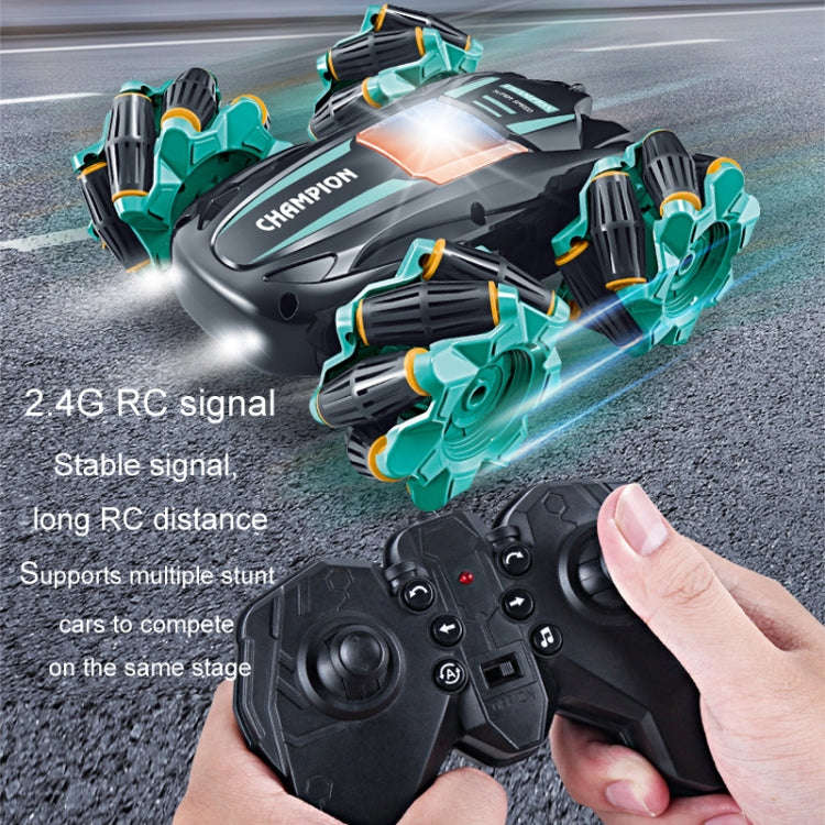 2.4G Stunt RC Car Drift Car Double-sided Racing Tumble Buggy Toy, Style: Dual RC Green