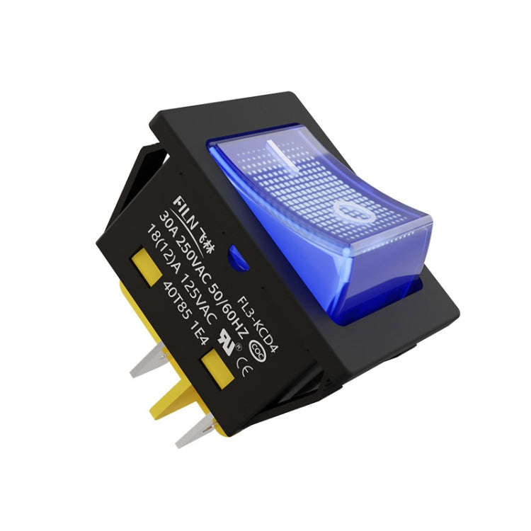 FILN 220V 30A Split Dustproof Boat-type Switch With Light, Specifications: No Waterproof 4 Pin 2 ...