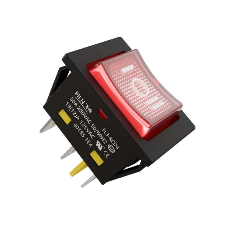 FILN 220V 30A Split Dustproof Boat-type Switch With Light, Specifications: No Waterproof 6 Pin 3 ...