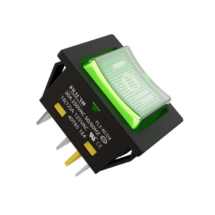 FILN 220V 30A Split Dustproof Boat-type Switch With Light, Specifications: No Waterproof 6 Pin 3 ...
