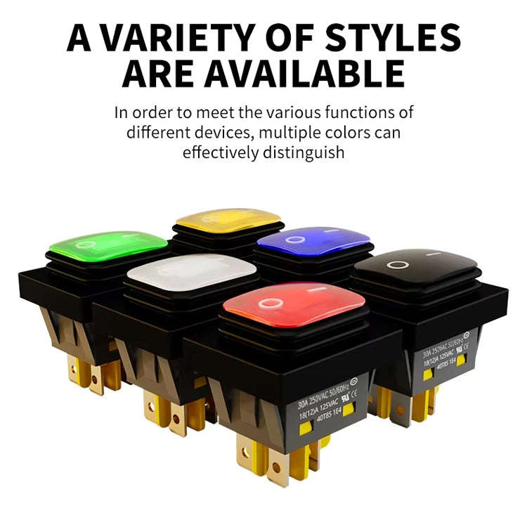 FILN 220V 30A Split Dustproof Boat-type Switch With Light, Specifications: Aluminum 4 Pin 2 Gear ...