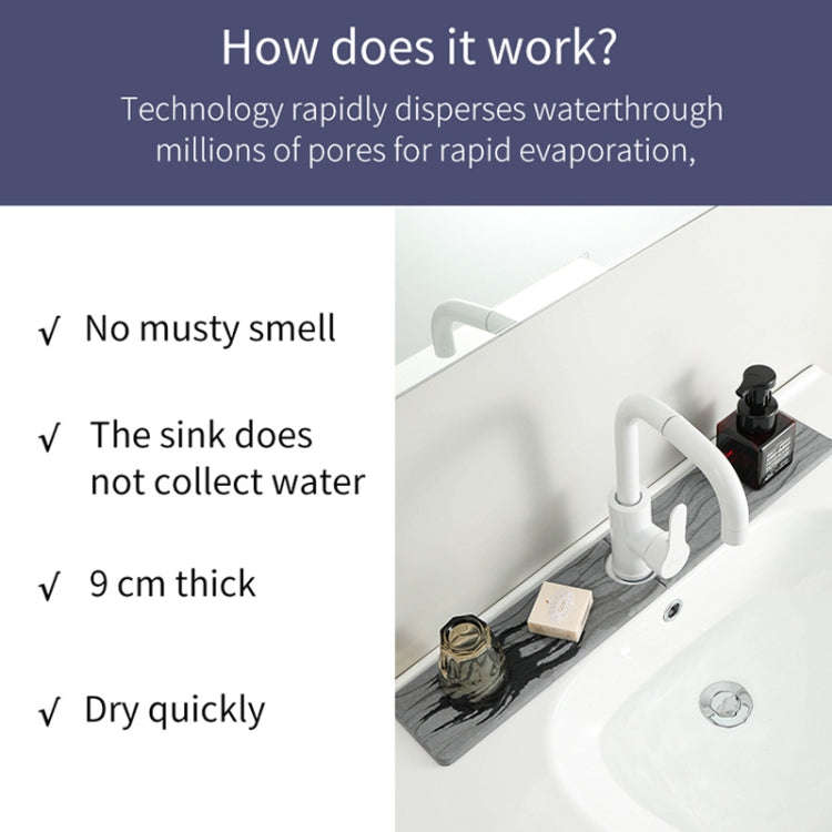 Diatomite Kitchen Water-Absorbent Drying Mat Bathroom Vanity Faucet Countertop Drainage Mat, Size...