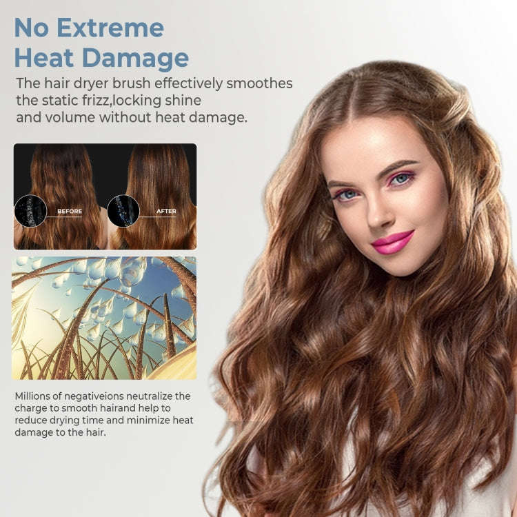 5 in 1 Hot Air Comb Automatic Curling Negative Ion Hair Dryer, Color: Gray UK Plug