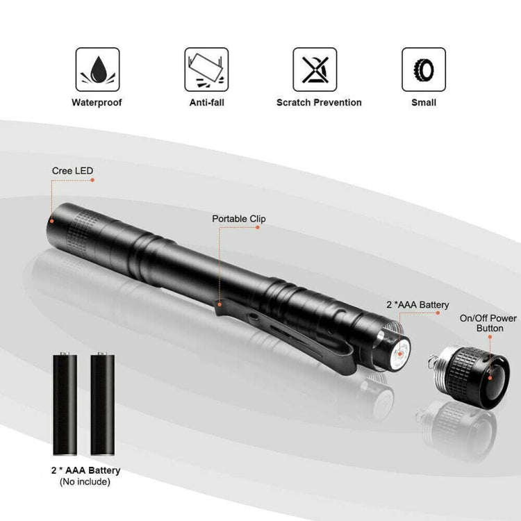 E-SMARTER 702 Double Section Outdoor Strong Light Flashlight Mini Pen Fork Lamp Portable Tool Lamp