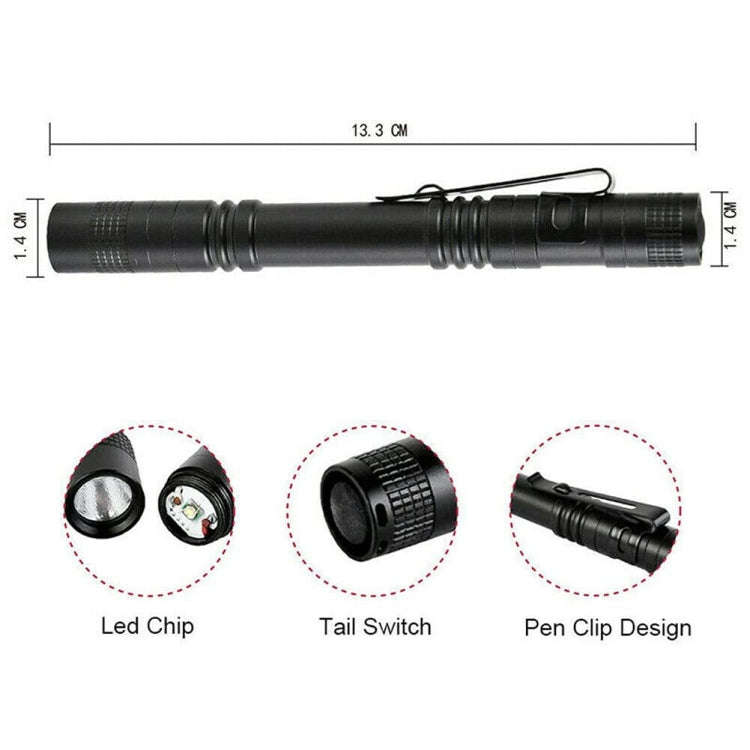 E-SMARTER 702 Double Section Outdoor Strong Light Flashlight Mini Pen Fork Lamp Portable Tool Lamp