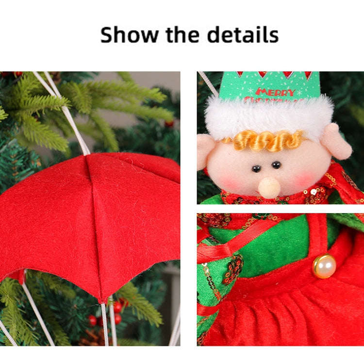 Christmas Elf Parachute Fabric Figurine Decoration Pendant(Green)