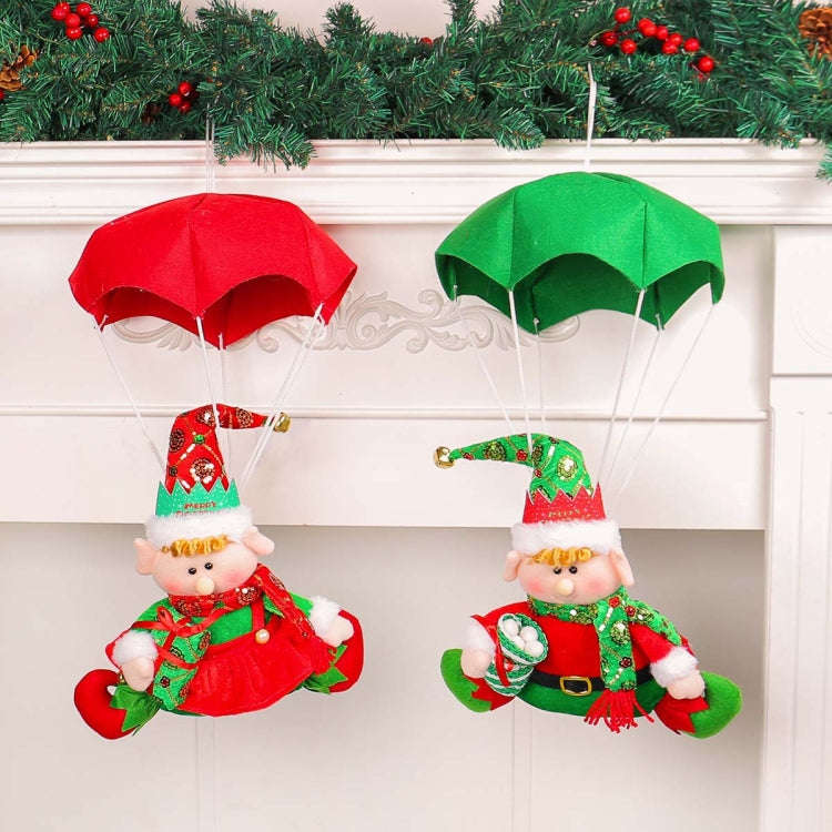 Christmas Elf Parachute Fabric Figurine Decoration Pendant(Green)