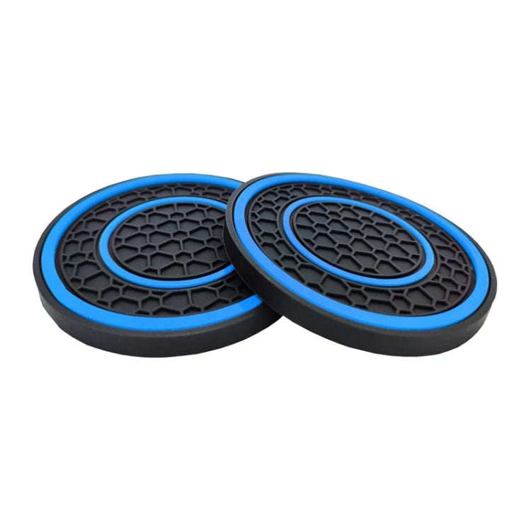2pcs / Set Universal Car Center Control Anti-Slip Dustproof Coasters(Blue Line)