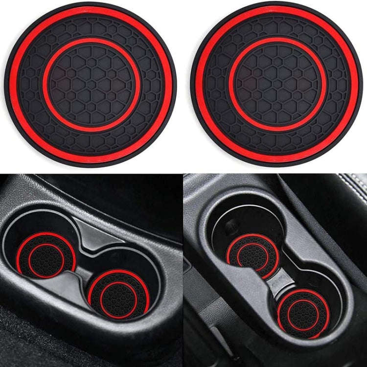 2pcs / Set Universal Car Center Control Anti-Slip Dustproof Coasters(Black Line)