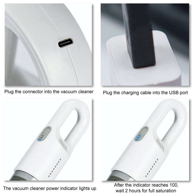 Wireless Car-mounted High-power Suction Handheld Vacuum Cleaner, Color: White Two-speed Adjustmen...