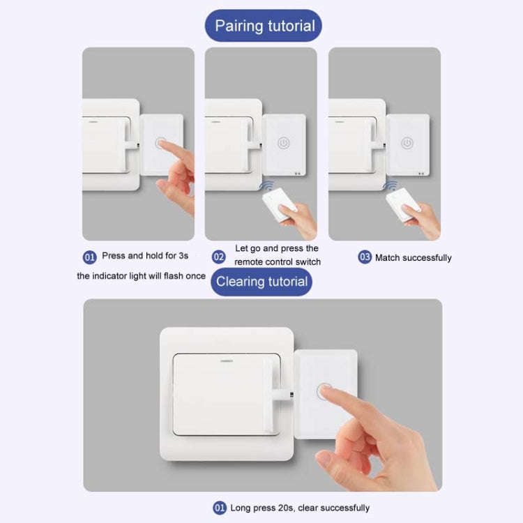 HanPai Intelligent Remote Control Home Use No Wiring Lazy Lights Off Tool(RF Model White)