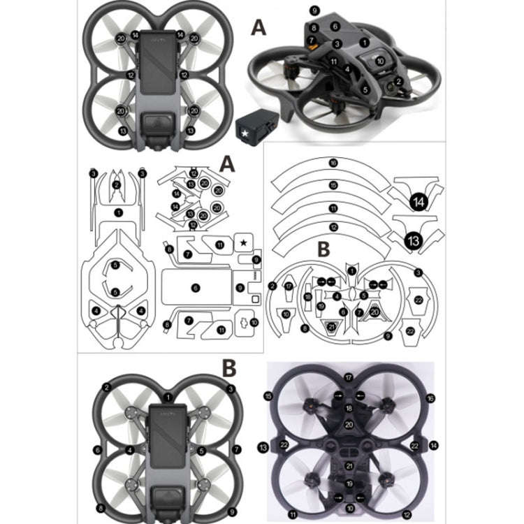 For DJI Avata Single Fuselage Sticker No Adhesive Personalised Stickers(A-02 Stars)