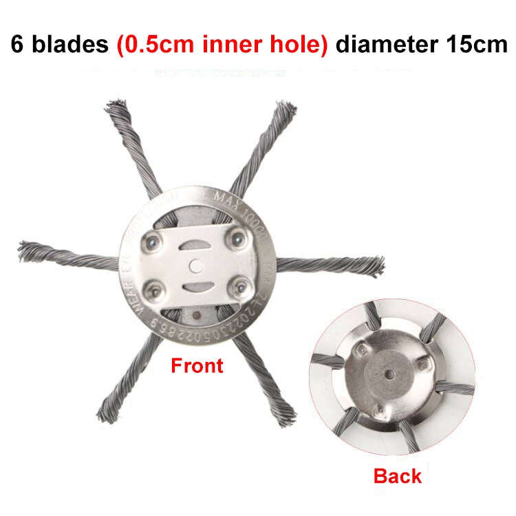 Steel Wire Weeding Wheel Twisted Wire Weeding Disc Mower Blade Accessories, Spec: 6-heads