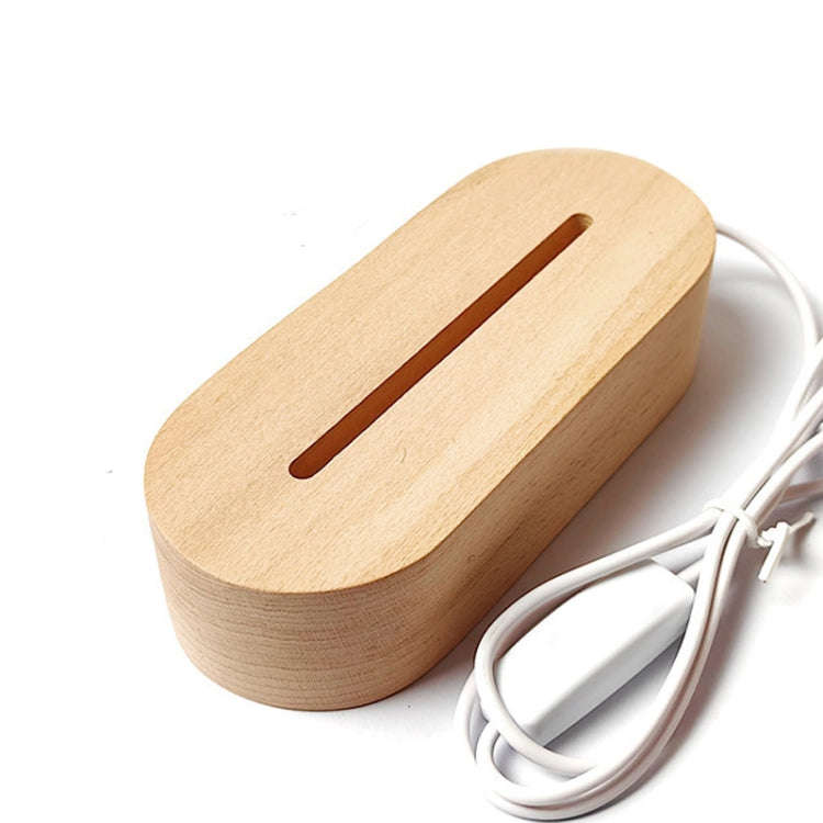 LED Light Solid Wood Luminous Base for Resin Art Acrylic Glass Lights Oval  15cm(Three-color Light)