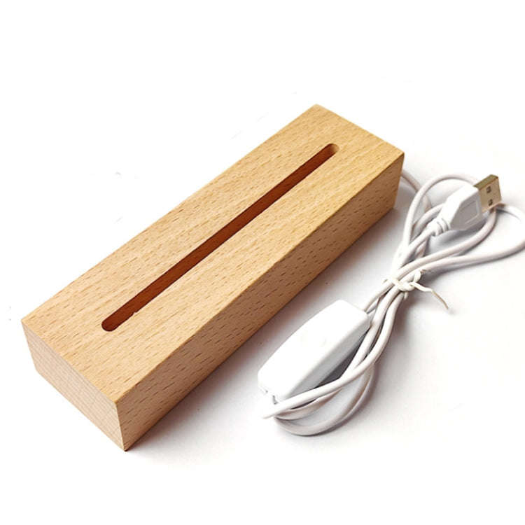 LED Light Solid Wood Luminous Base for Resin Art Acrylic Glass Lights Rectangular 18cm(Warm Light)