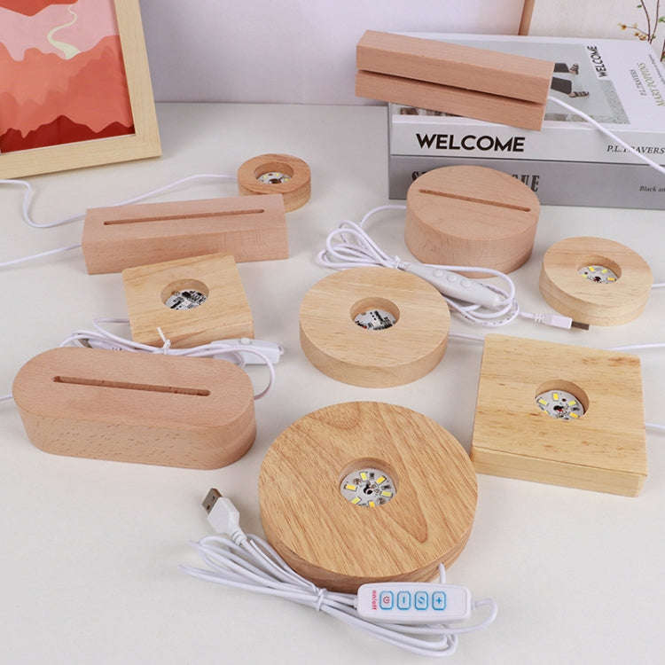 LED Light Solid Wood Luminous Base for Resin Art Acrylic Glass Lights Rectangular 18cm(Warm Light)