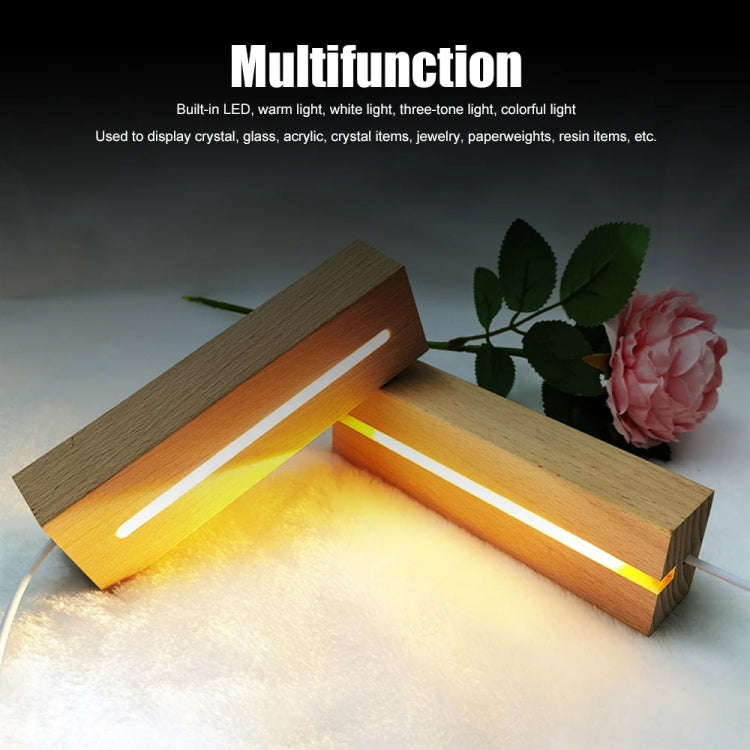 LED Light Solid Wood Luminous Base for Resin Art Acrylic Glass Lights Round 6x2cm(Three-color Light)