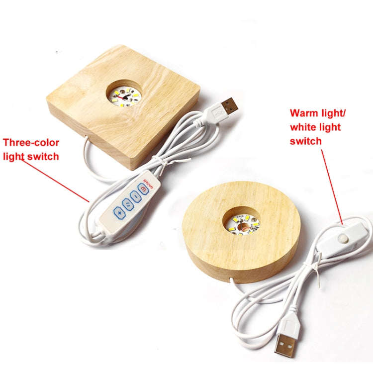 LED Light Solid Wood Luminous Base for Resin Art Acrylic Glass Lights Rectangular 18cm(Warm Light)