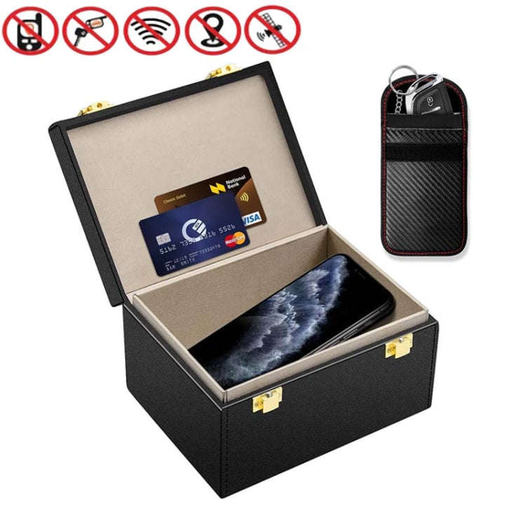2 In 1 Signal Blocking Box Carbon Fiber Car RFID Shielding Key Case