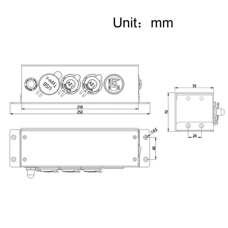 USB Voltmeter Cigarette Lighter Socket With Switch Power Box For Car And Ship, Model: AOS3515-1