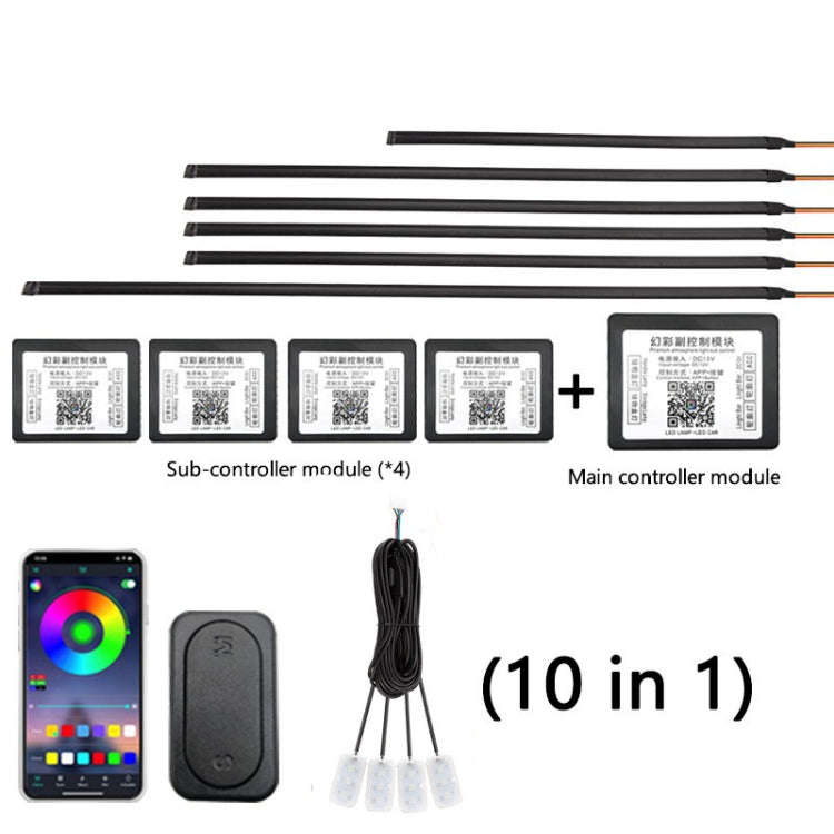 10 in 1 Car Hidden Acrylic LED Colorful Decorative Atmosphere Light Strip