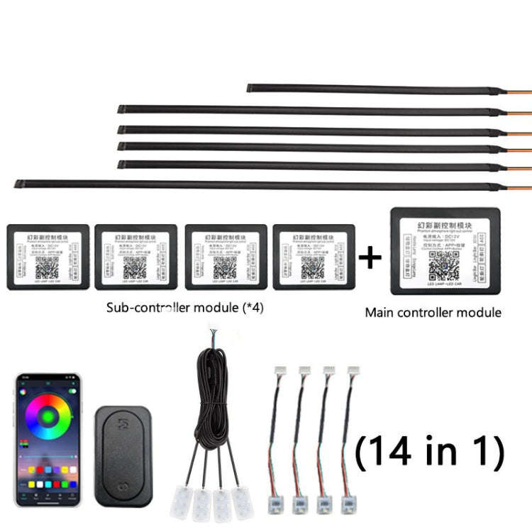 14 in 1 Car Hidden Acrylic LED Colorful Decorative Atmosphere Light Strip