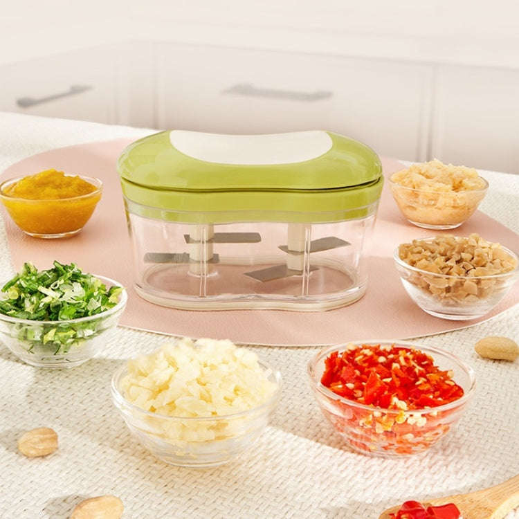 Hand-pushed Garlic Cutter Manual Food Processor Vegetable Chopper(Green)