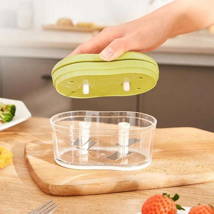 Hand-pushed Garlic Cutter Manual Food Processor Vegetable Chopper(Green)