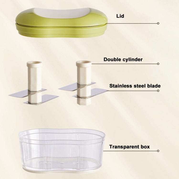 Hand-pushed Garlic Cutter Manual Food Processor Vegetable Chopper(Green)