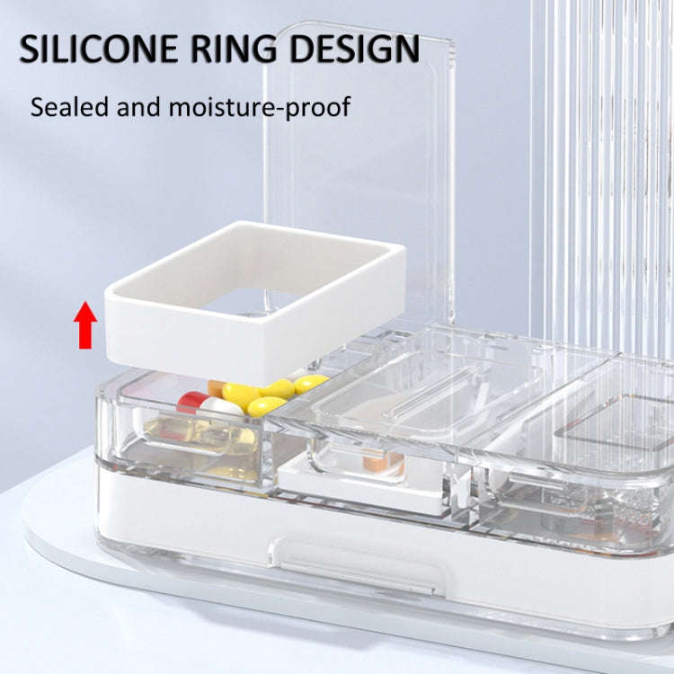 3 In 1 Double-layer Cutting and Grinding Medicine Box Travel Pill Organizer Case(White)