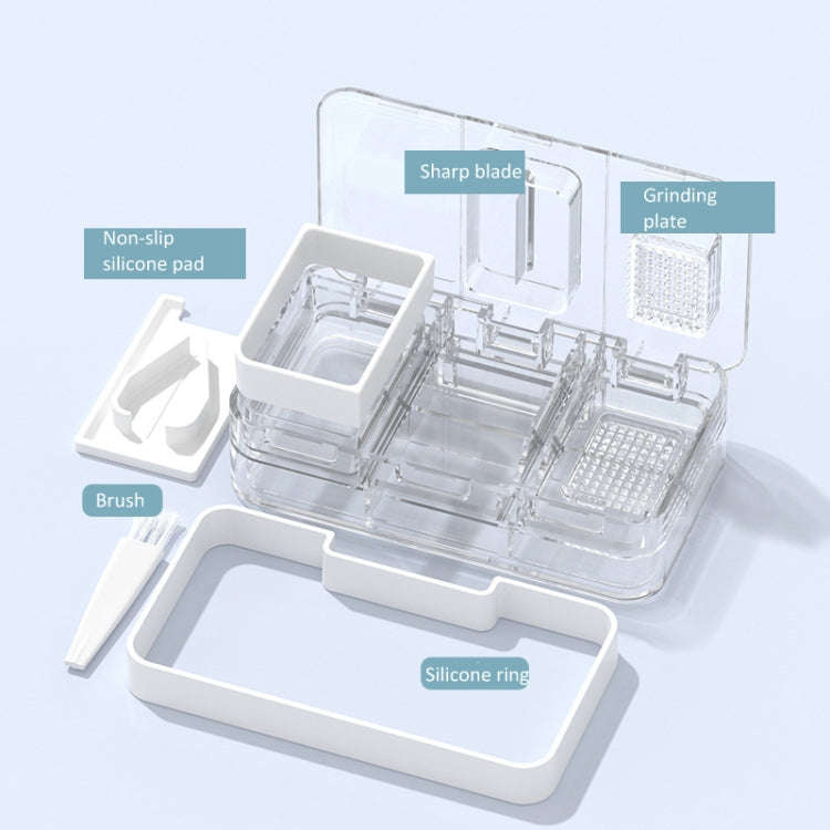 3 In 1 Double-layer Cutting and Grinding Medicine Box Travel Pill Organizer Case(White)
