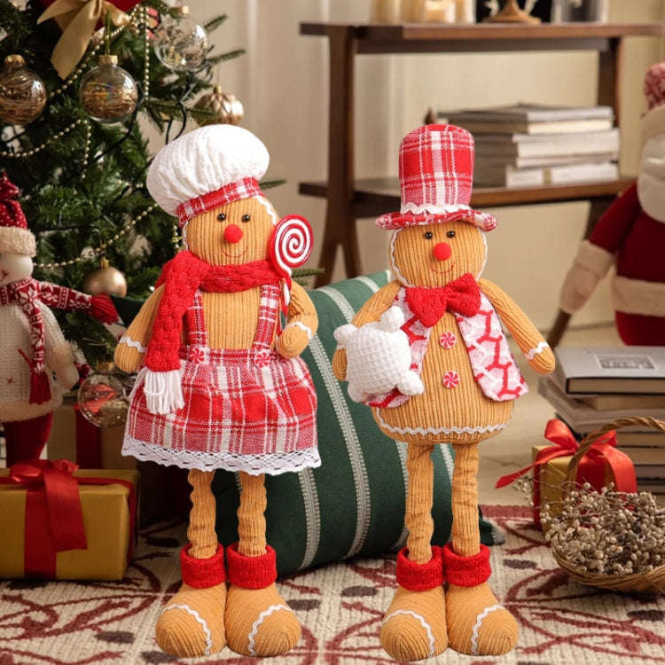Christmas Decoration Ornament Gingerbread Man Retractable Window Figurine(Girl)