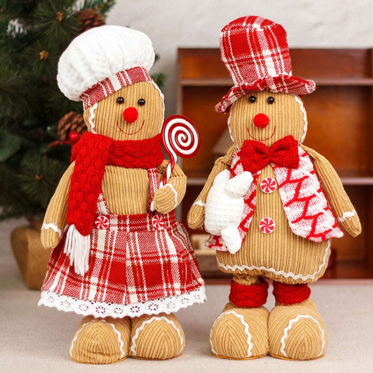 Christmas Decoration Ornament Gingerbread Man Retractable Window Figurine(Boy)