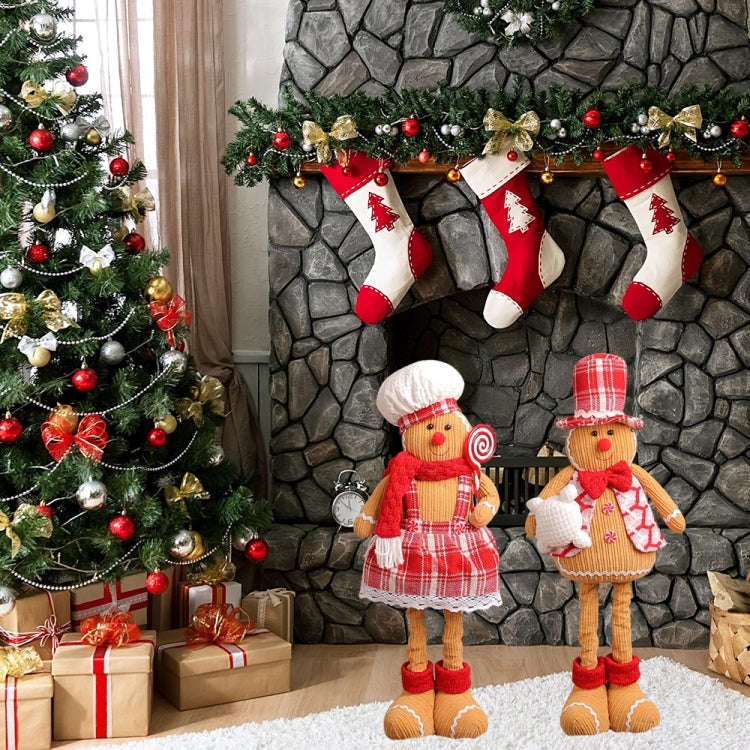 Christmas Decoration Ornament Gingerbread Man Retractable Window Figurine(Girl)