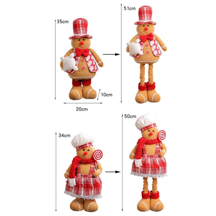 Christmas Decoration Ornament Gingerbread Man Retractable Window Figurine(Girl)