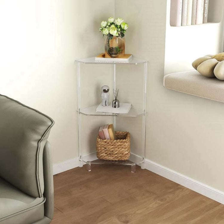 YX140 Polygonal 3-Tier Acrylic Wall Corner Table For Living Room Kitchen Bathroom Storage