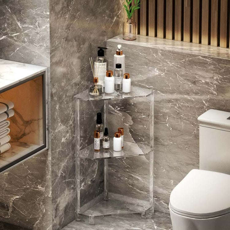 YX140 Polygonal 3-Tier Acrylic Wall Corner Table For Living Room Kitchen Bathroom Storage