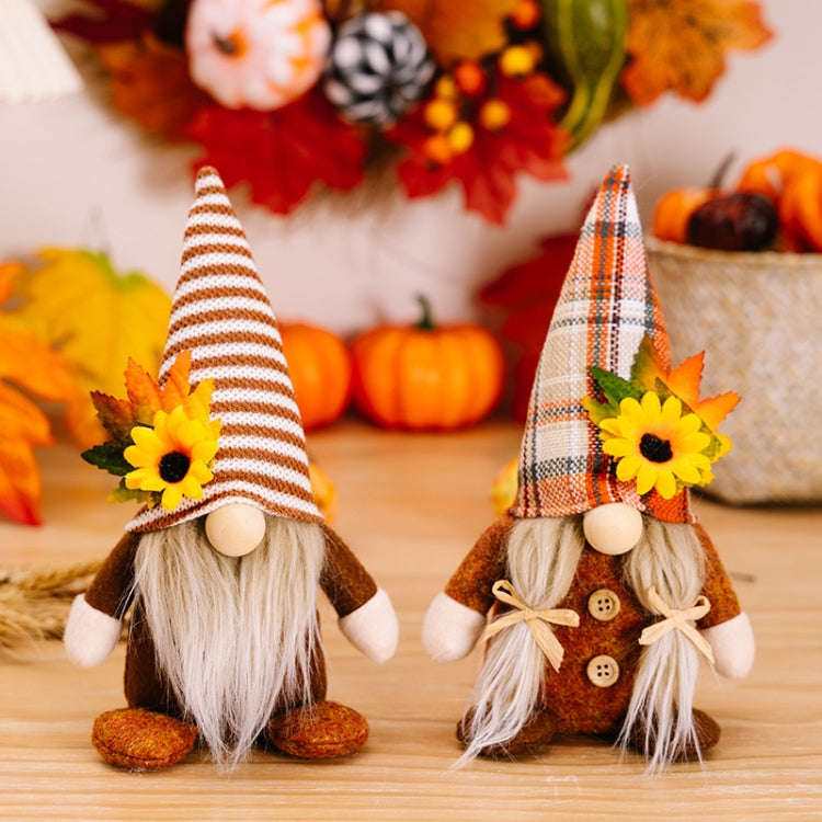 Christmas Thanksgiving Decorations Sunflower Maple Leaf Doll Faceless Doll Ornament(Boy)