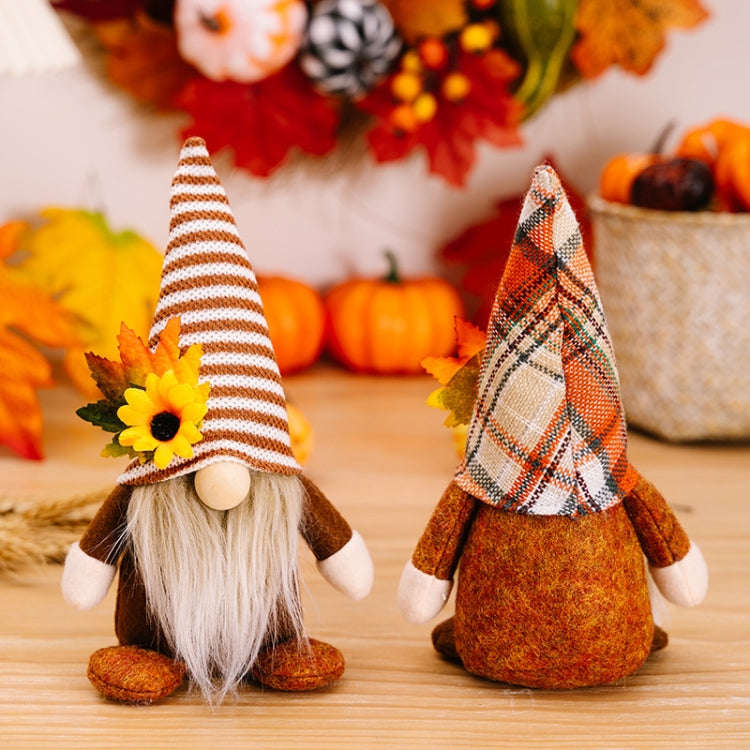 Christmas Thanksgiving Decorations Sunflower Maple Leaf Doll Faceless Doll Ornament(Boy)