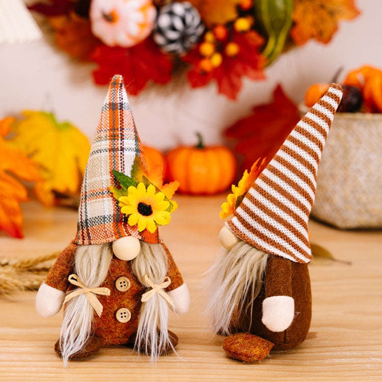 Christmas Thanksgiving Decorations Sunflower Maple Leaf Doll Faceless Doll Ornament(Boy)