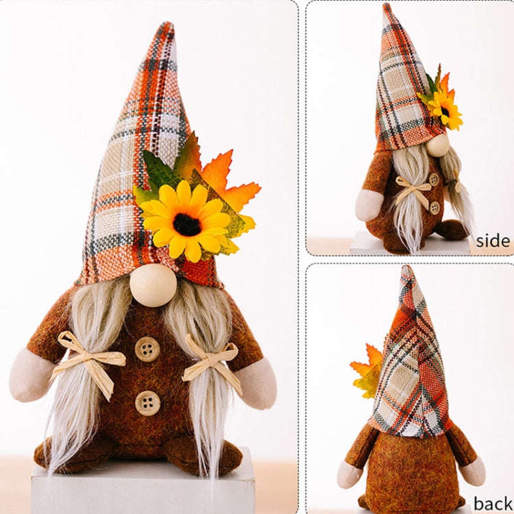 Christmas Thanksgiving Decorations Sunflower Maple Leaf Doll Faceless Doll Ornament(Boy)