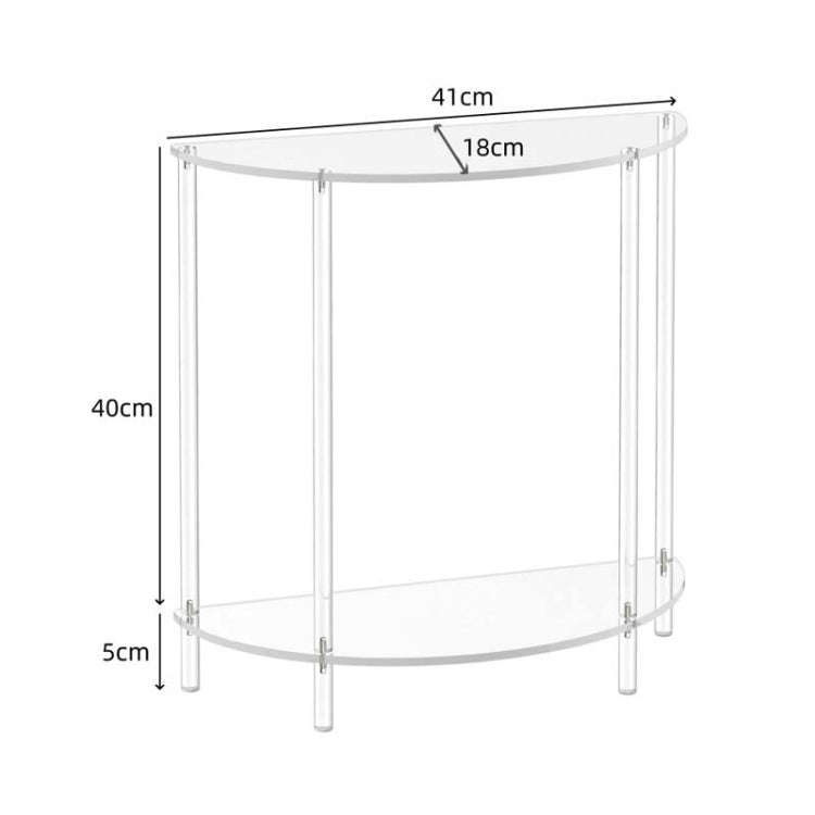 YX139 2 Layers Acrylic Semi-Oval Wall Side Table For Living Room Bedroom Bedside