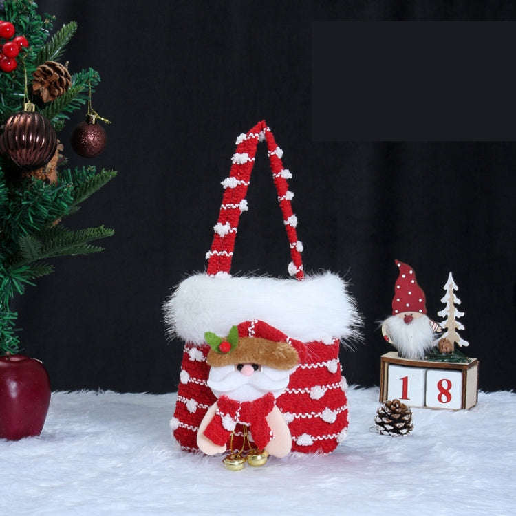 Knitted Velvet Gift Bag For Christmas Presents With Handle And 3D Doll Decoration, Style: Old Man