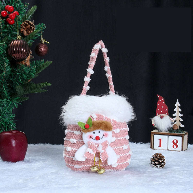 Knitted Velvet Gift Bag For Christmas Presents With Handle And 3D Doll Decoration, Style: Snowman
