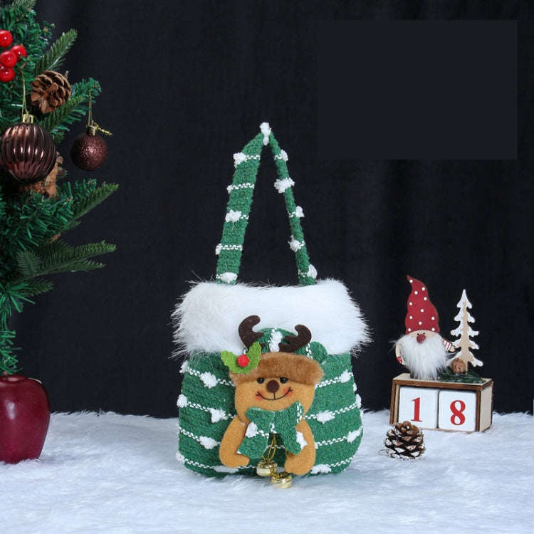 Knitted Velvet Gift Bag For Christmas Presents With Handle And 3D Doll Decoration, Style: Elk